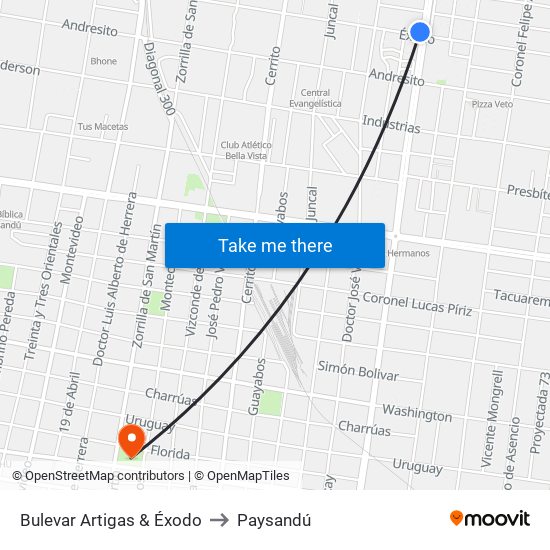 Bulevar Artigas & Éxodo to Paysandú map