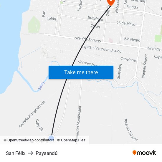 San Félix to Paysandú map