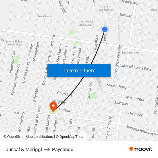 Juncal & Meriggi to Paysandú map