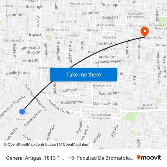 General Artigas, 1813-1835 to Facultad De Bromatologia map