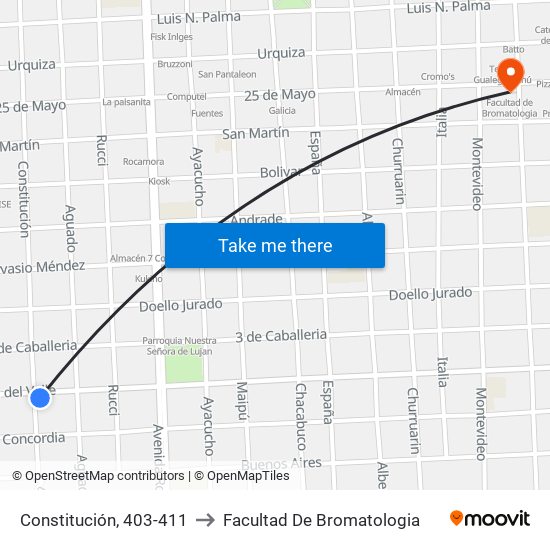 Constitución, 403-411 to Facultad De Bromatologia map