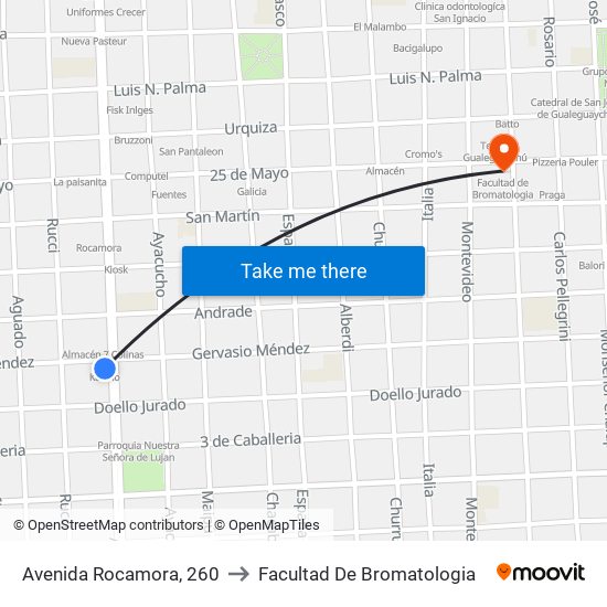 Avenida Rocamora, 260 to Facultad De Bromatologia map