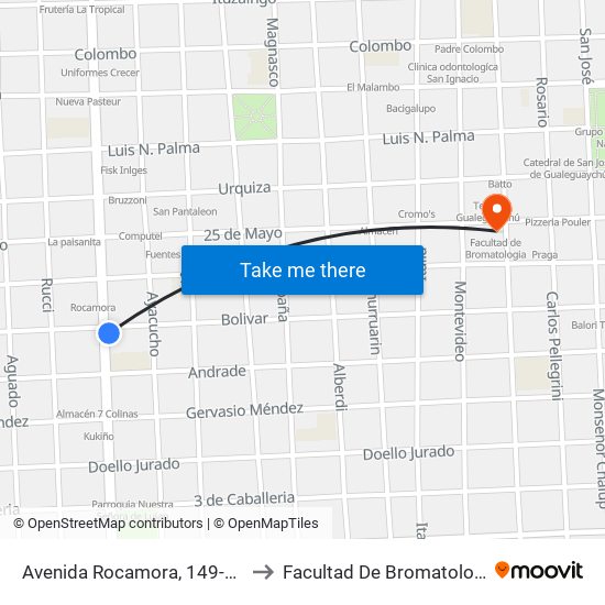 Avenida Rocamora, 149-199 to Facultad De Bromatologia map