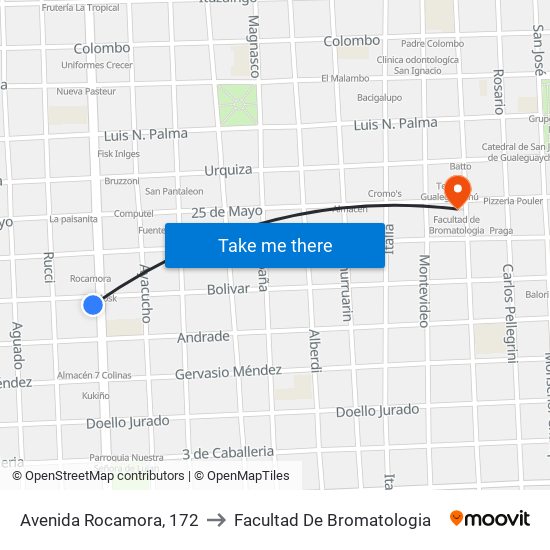 Avenida Rocamora, 172 to Facultad De Bromatologia map