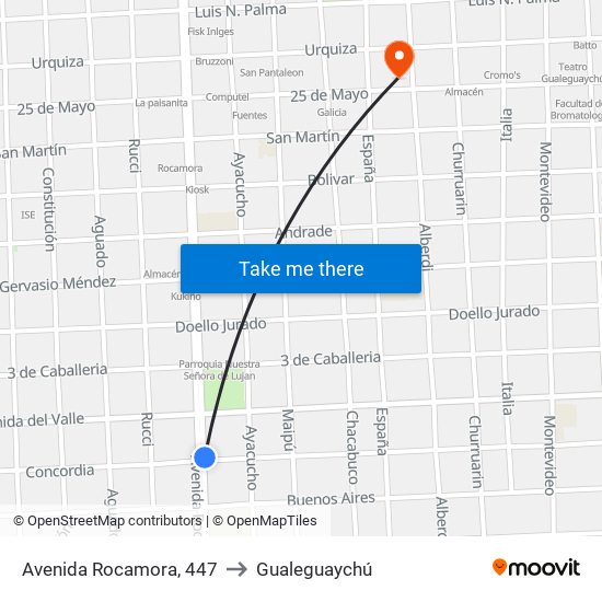Avenida Rocamora, 447 to Gualeguaychú map