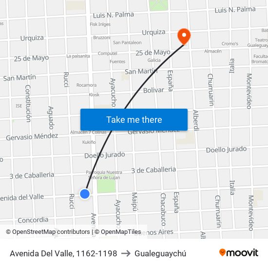 Avenida Del Valle, 1162-1198 to Gualeguaychú map