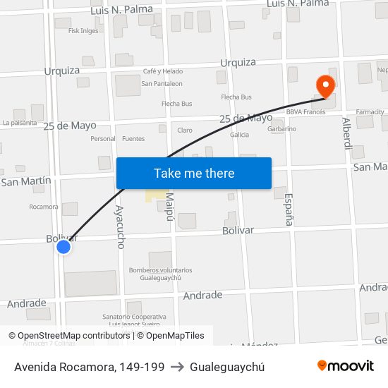 Avenida Rocamora, 149-199 to Gualeguaychú map