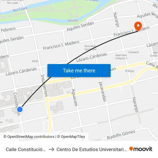 Calle Constitución, 363 to Centro De Estudios Universitarios Arkos map
