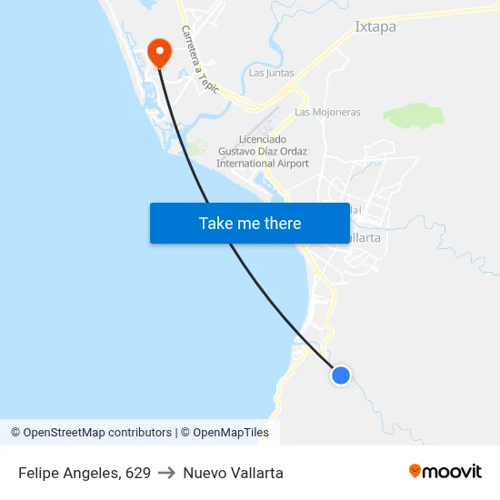 Felipe Angeles, 629 to Nuevo Vallarta map