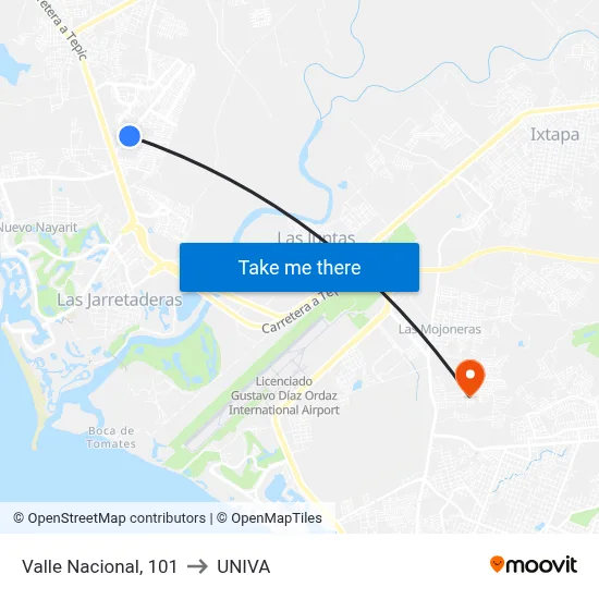 Valle Nacional, 101 to UNIVA map