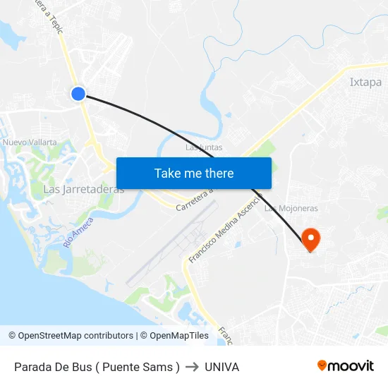 Parada De Bus ( Puente Sams ) to UNIVA map