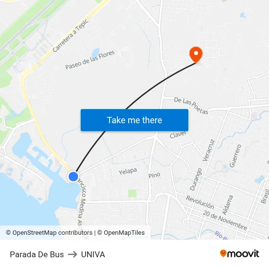 Parada De Bus to UNIVA map