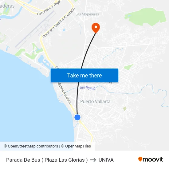 Parada De Bus ( Plaza Las Glorias ) to UNIVA map