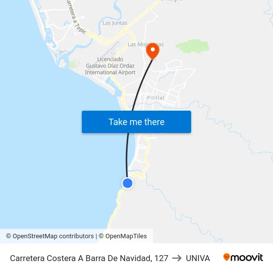 Carretera Costera A Barra De Navidad, 127 to UNIVA map