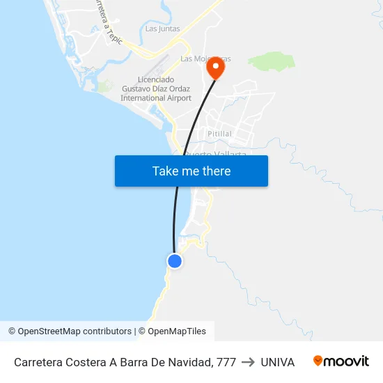 Carretera Costera A Barra De Navidad, 777 to UNIVA map