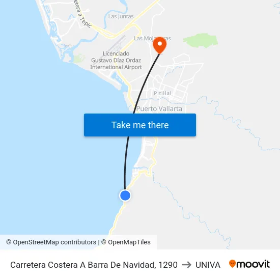 Carretera Costera A Barra De Navidad, 1290 to UNIVA map