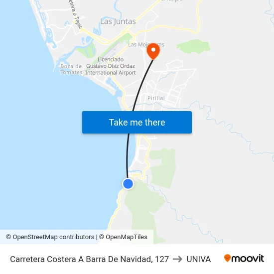 Carretera Costera A Barra De Navidad, 127 to UNIVA map