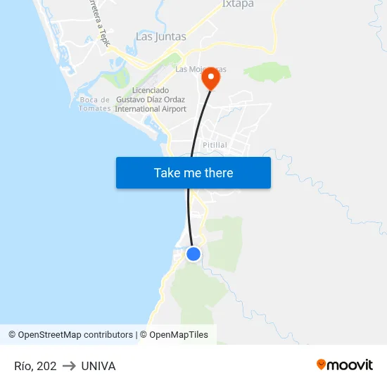Río, 202 to UNIVA map