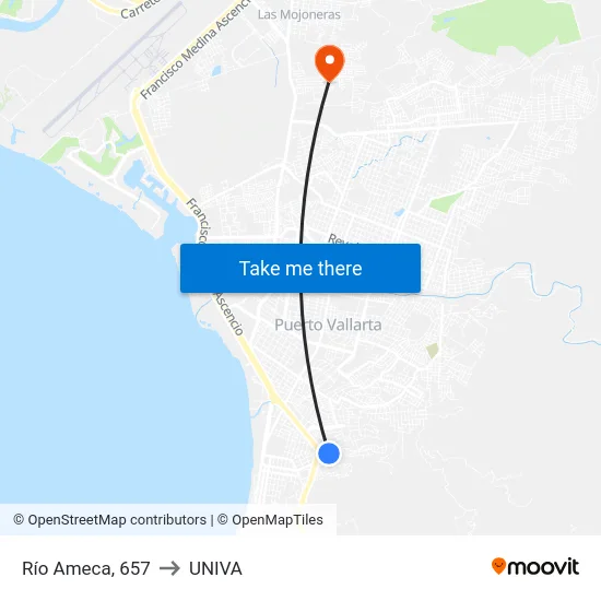 Río Ameca, 657 to UNIVA map