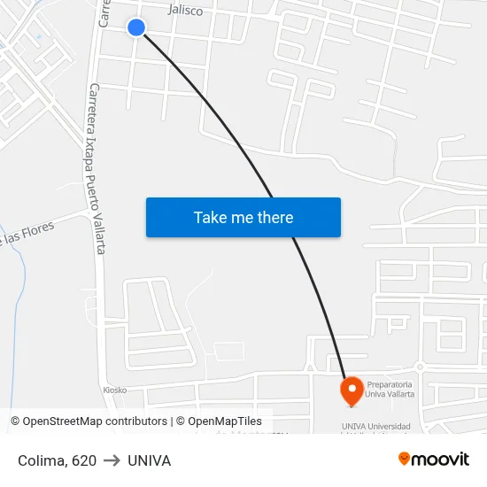 Colima, 620 to UNIVA map