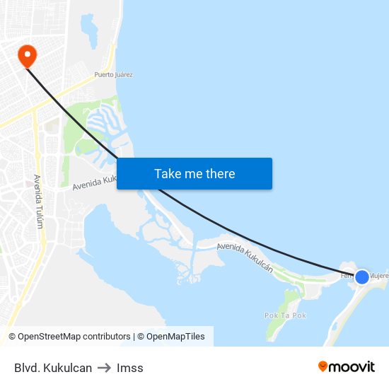 Blvd. Kukulcan to Imss map