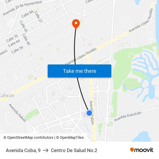 Avenida Coba, 9 to Centro De Salud No.2 map