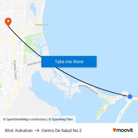 Blvd. Kukulcan to Centro De Salud No.2 map