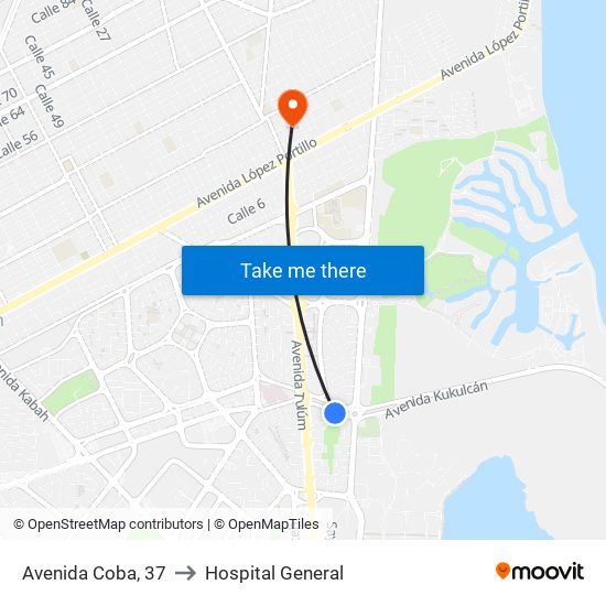 Avenida Coba, 37 to Hospital General map