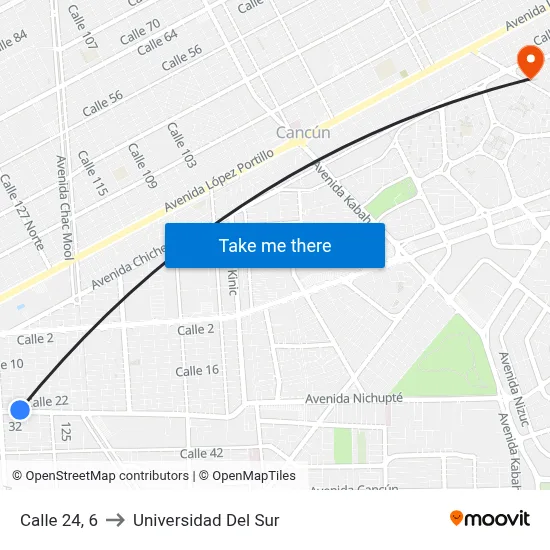 Calle 24, 6 to Universidad Del Sur map