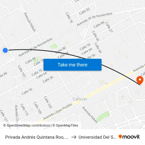 Privada Andrés Quintana Roo, 33 to Universidad Del Sur map