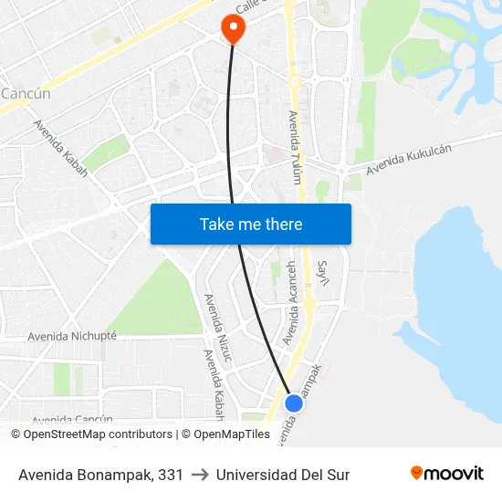 Avenida Bonampak, 331 to Universidad Del Sur map