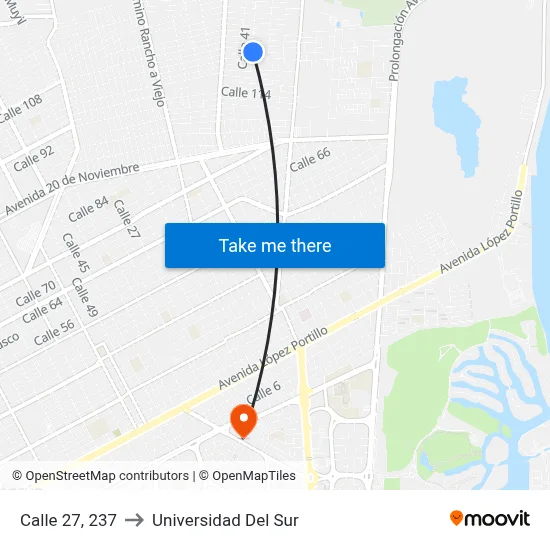 Calle 27, 237 to Universidad Del Sur map
