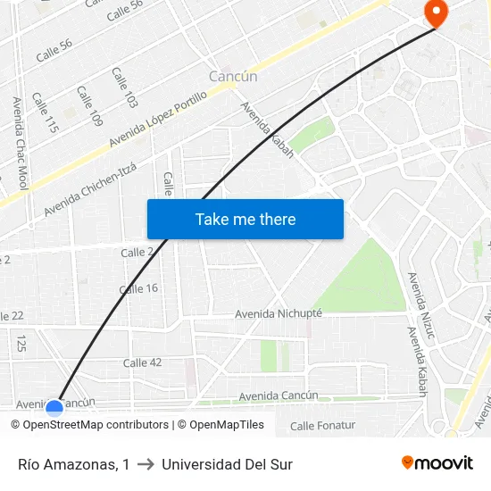 Río Amazonas, 1 to Universidad Del Sur map