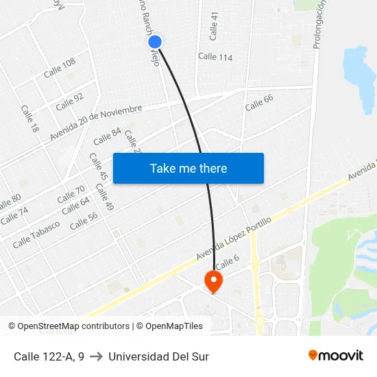 Calle 122-A, 9 to Universidad Del Sur map