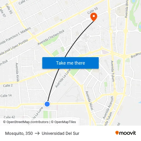 Mosquito, 350 to Universidad Del Sur map