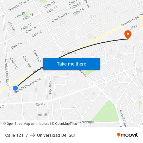 Calle 121, 7 to Universidad Del Sur map