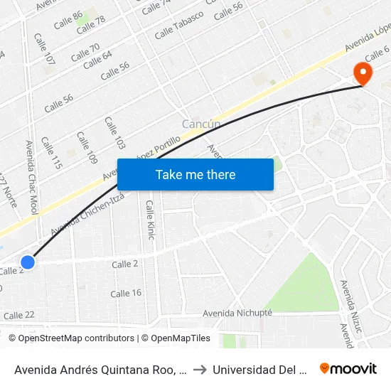 Avenida Andrés Quintana Roo, 97 to Universidad Del Sur map