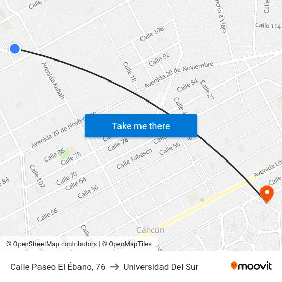 Calle Paseo El Ébano, 76 to Universidad Del Sur map