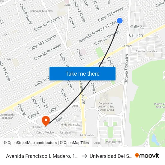 Avenida Francisco I. Madero, 191 to Universidad Del Sur map