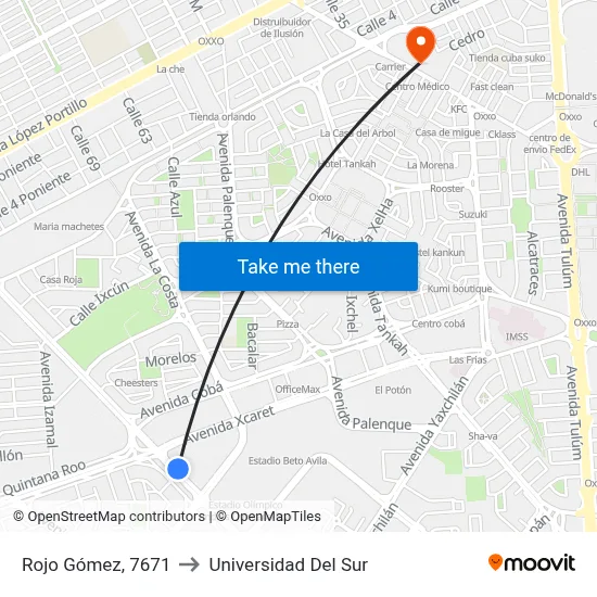 Rojo Gómez, 7671 to Universidad Del Sur map
