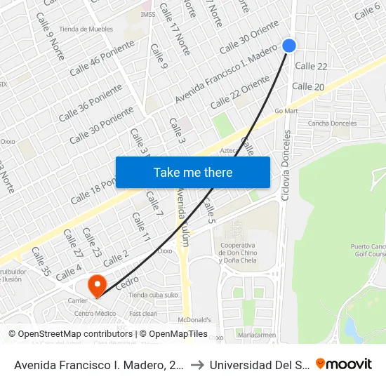 Avenida Francisco I. Madero, 209 to Universidad Del Sur map