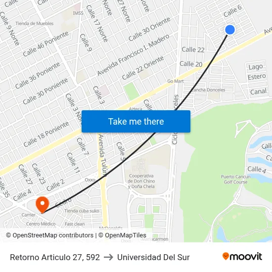 Retorno Articulo 27, 592 to Universidad Del Sur map