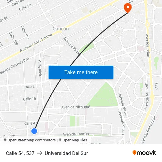 Calle 54, 537 to Universidad Del Sur map