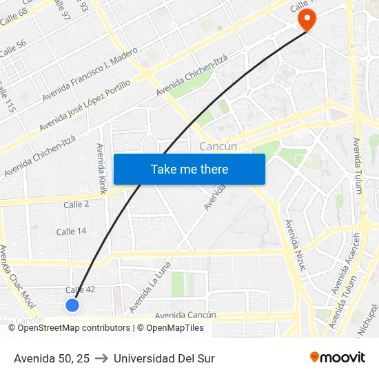Avenida 50, 25 to Universidad Del Sur map