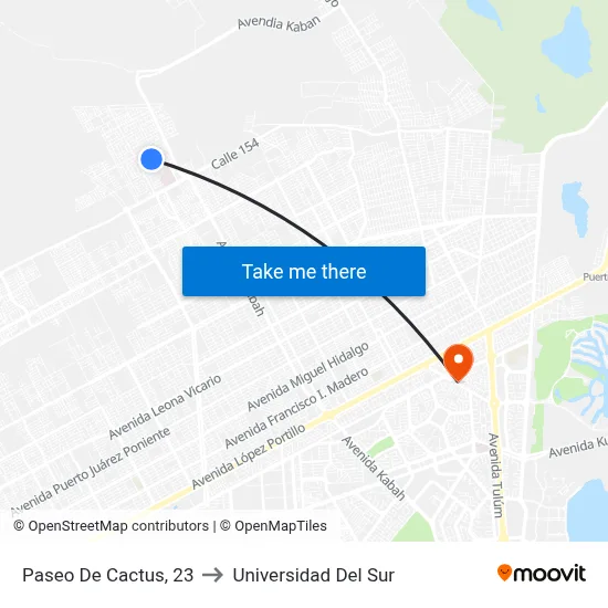 Paseo De Cactus, 23 to Universidad Del Sur map