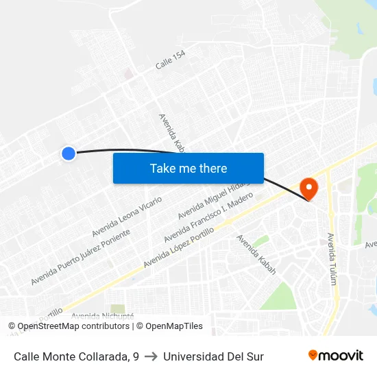 Calle Monte Collarada, 9 to Universidad Del Sur map