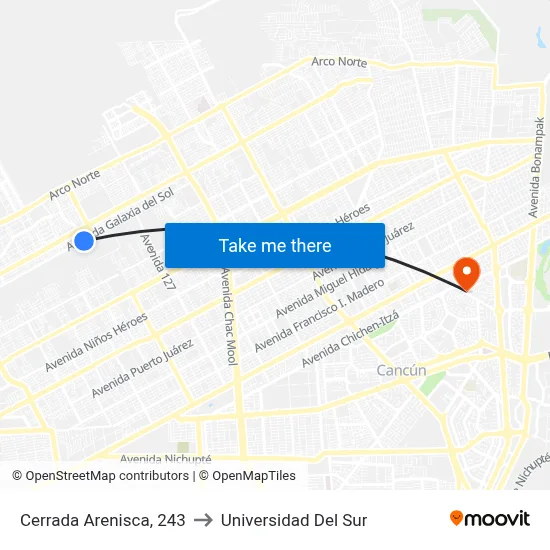 Cerrada Arenisca, 243 to Universidad Del Sur map