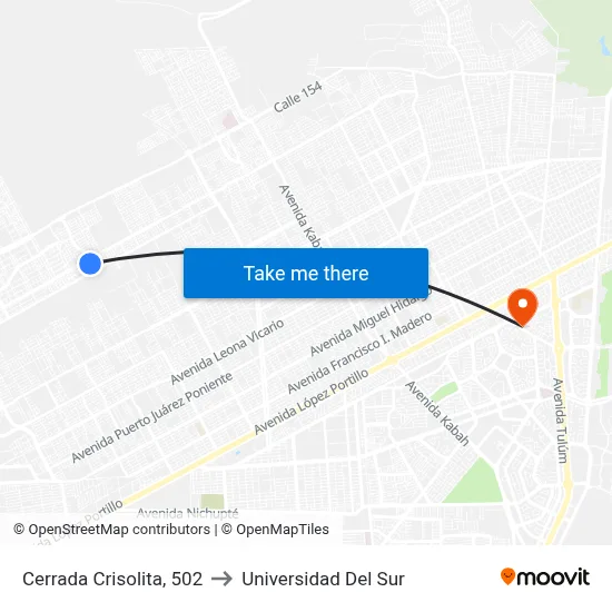 Cerrada Crisolita, 502 to Universidad Del Sur map