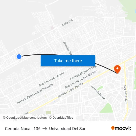 Cerrada Nacar, 136 to Universidad Del Sur map