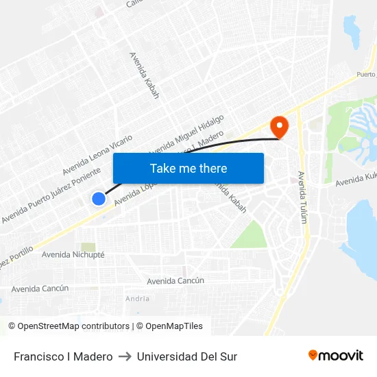 Francisco I Madero to Universidad Del Sur map